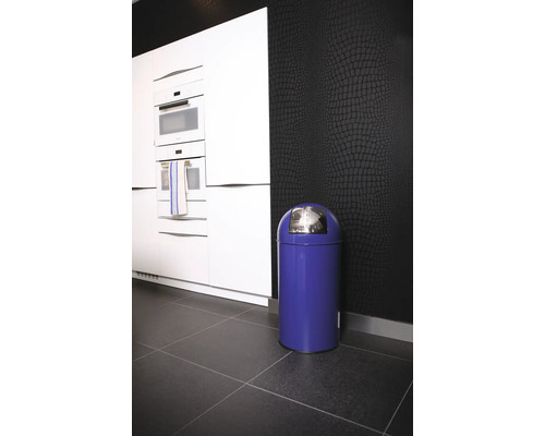 EKO Pushcan 40L Blauwe Prullenbak met Pushdeksel