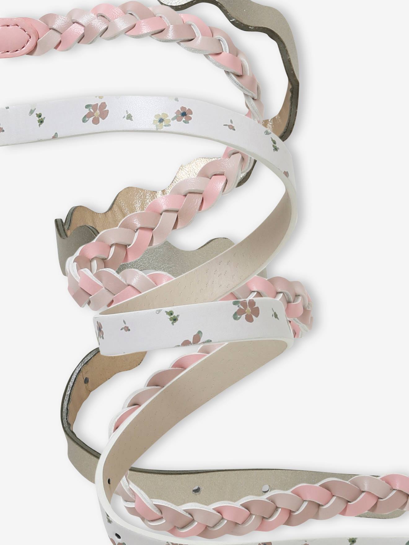Conjunto com 3 cintos finos para meninas, cor rosa.