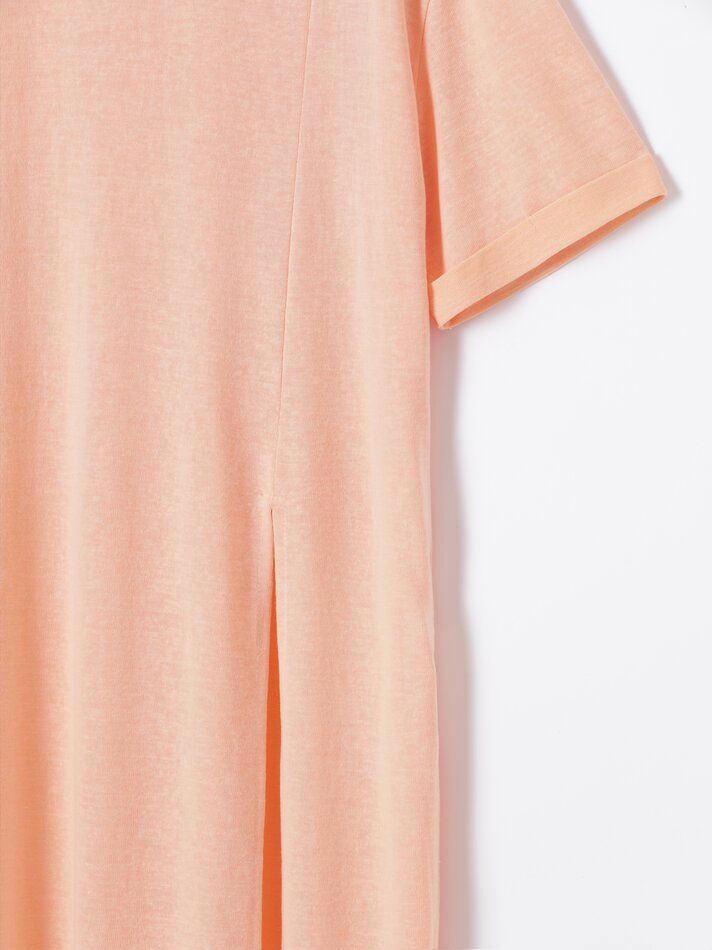 Camiseta longa com fenda - Cor pêssego