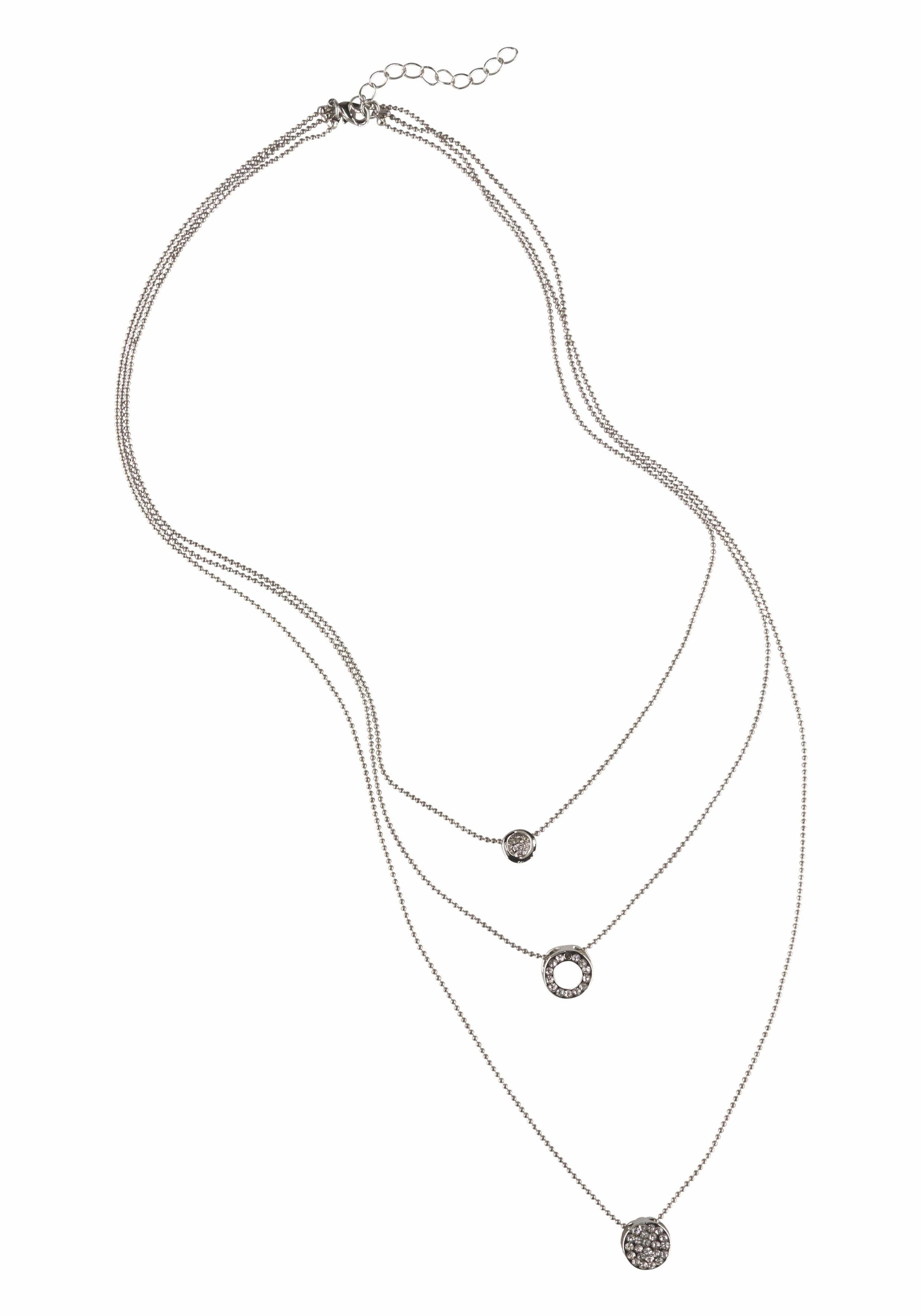 Firetti Kette mit Anhänger »Layering Kette mit 3 runden Anhängern« mit Glasstein