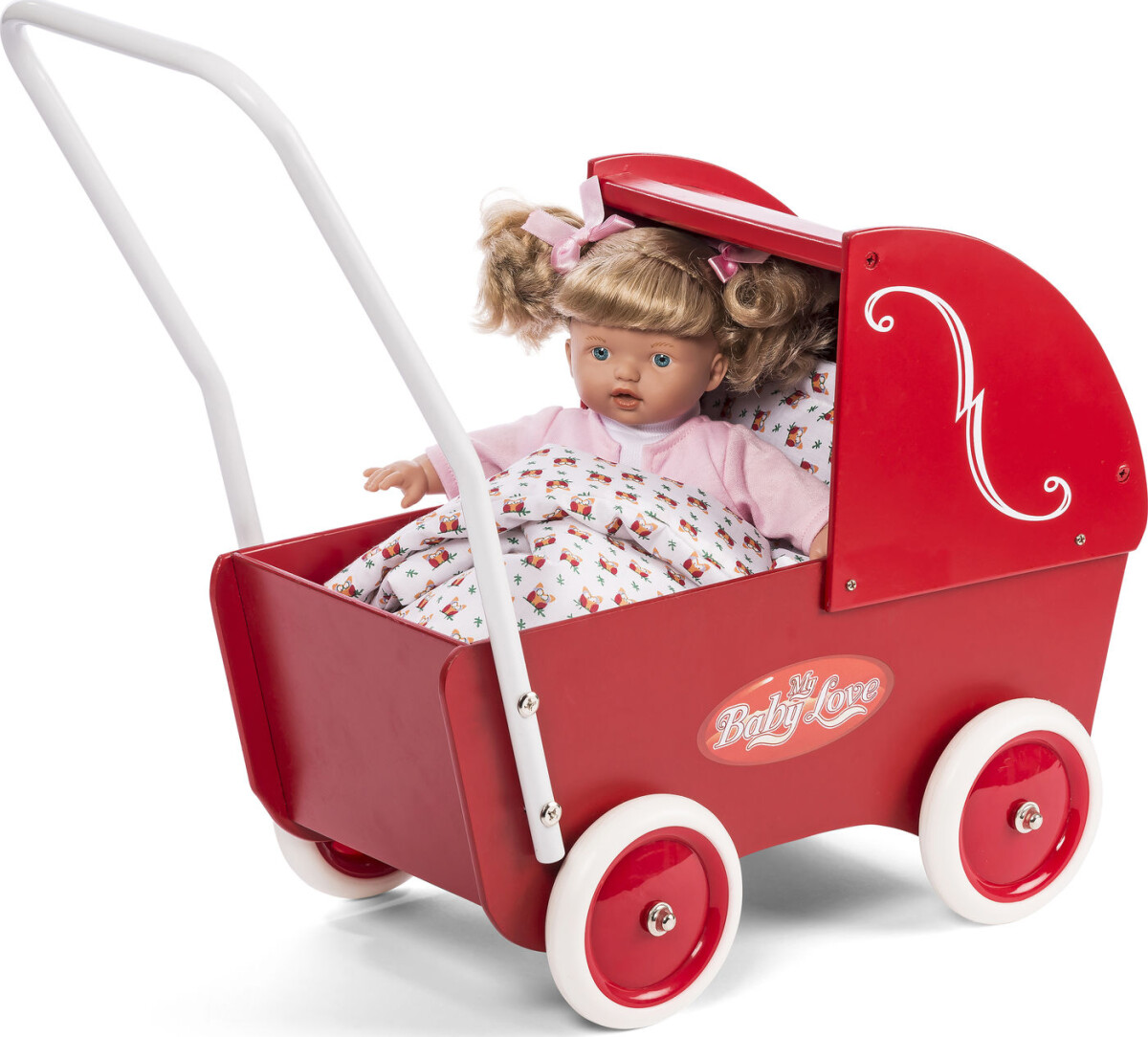 Dukkevogn I Træ - My Baby - Rød