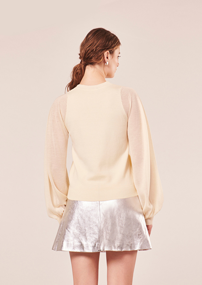 Pull Pruneécru en laine tencel