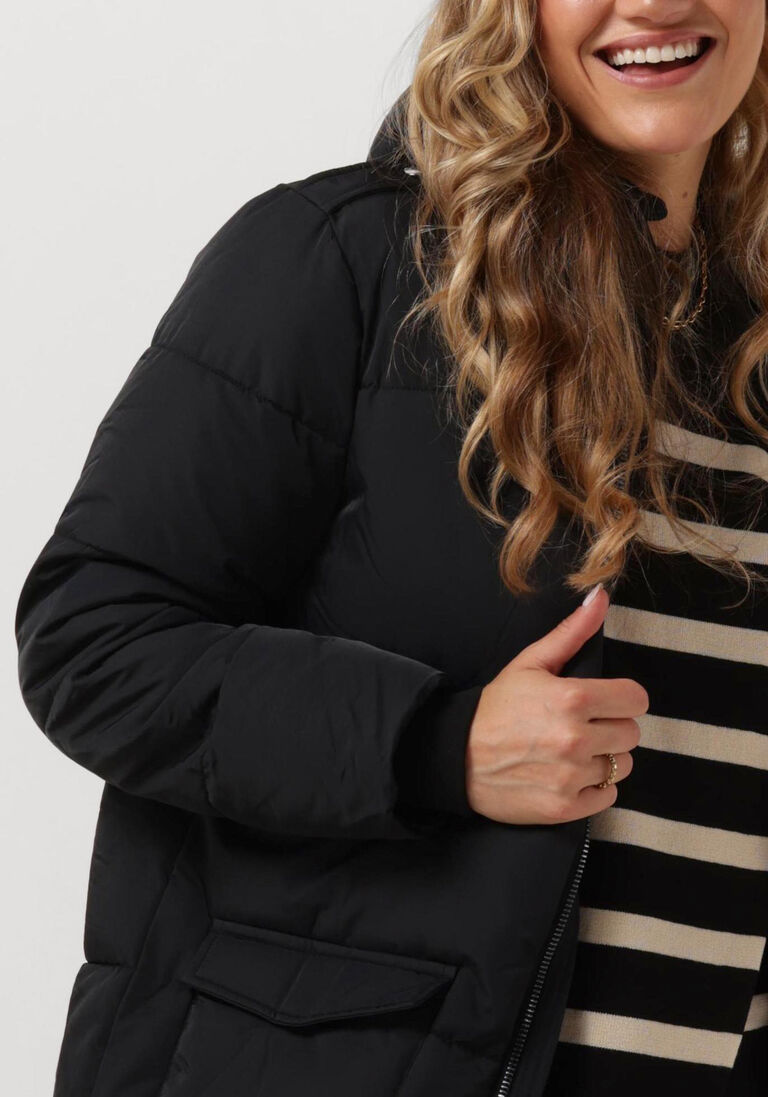OBJECT zwarte object gewatteerde jas objzhanna l/s long jacket noos