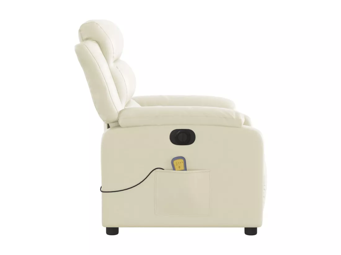 Fauteuil massant inclinable électrique crème similicuir