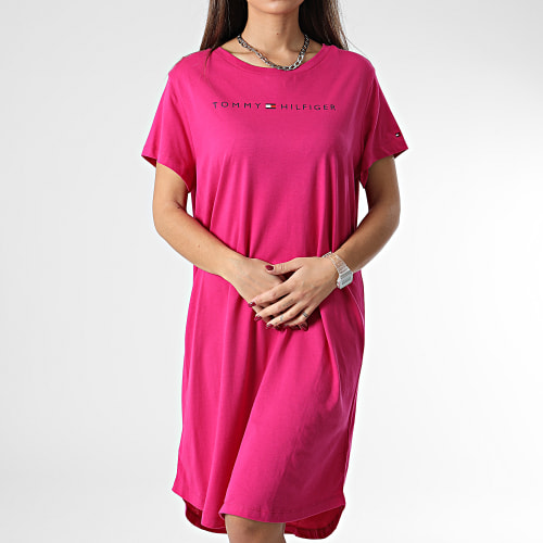 Robe Tee Shirt Col V Femme Short Sleeve 3915 Rose