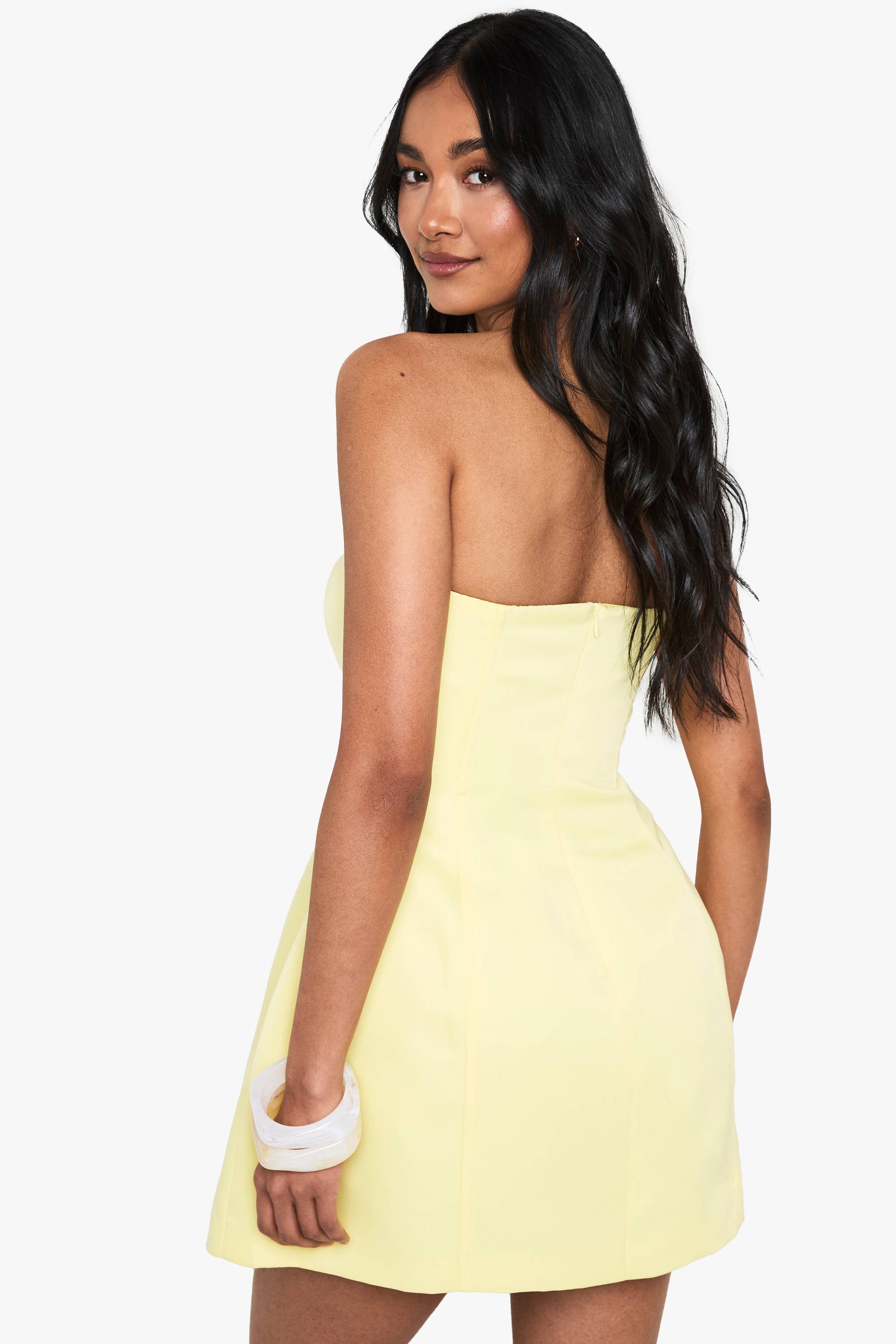 boohoo Structured Satin Skater Mini Dress