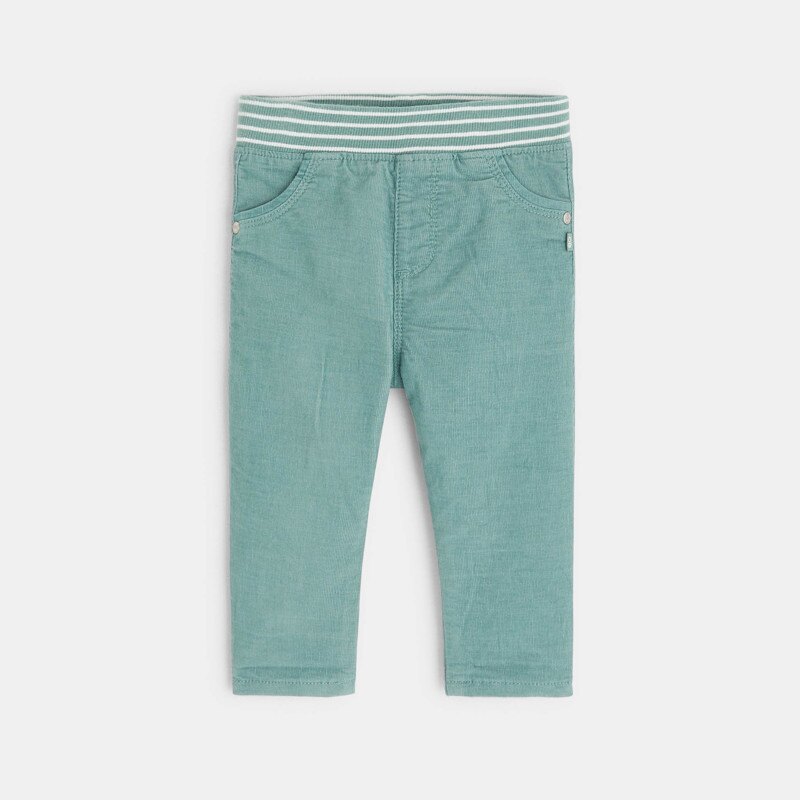 Pantalon velours milleraie taille élastiquée vert bébé garçon Vert