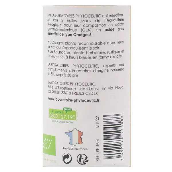 Óleo Duo Orgânico de Prímula e Borragem da Phytoceutic - 120 cápsulas