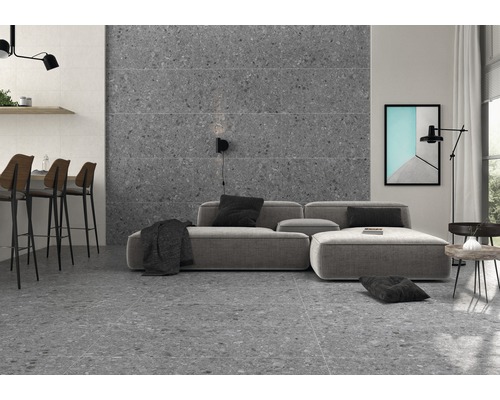 Porseleinen wand- en vloertegel Terrazzo Donaugrijs 60 x 120 cm gerectificeerd