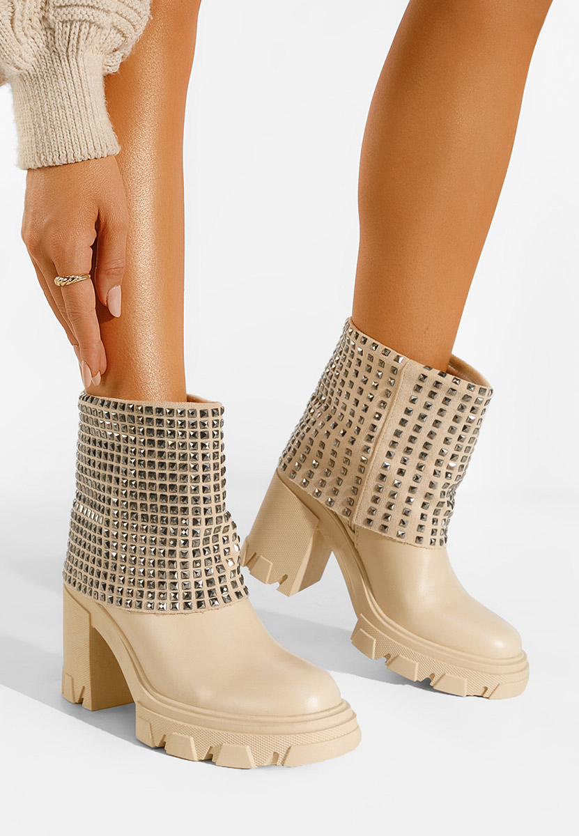 Bottes courtes femme beige Almasa