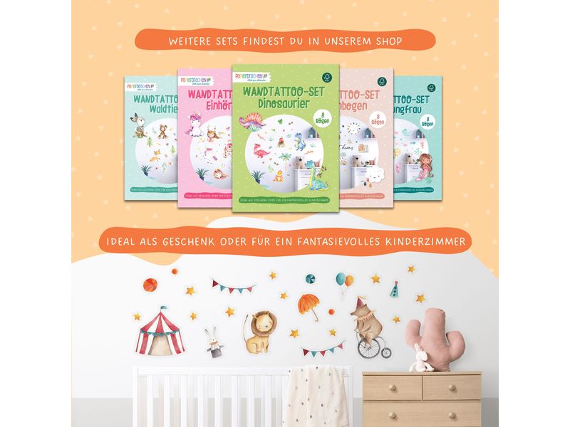 Papierdrachen Wandtattoo-Set Zirkus Wandsticker für Kinder