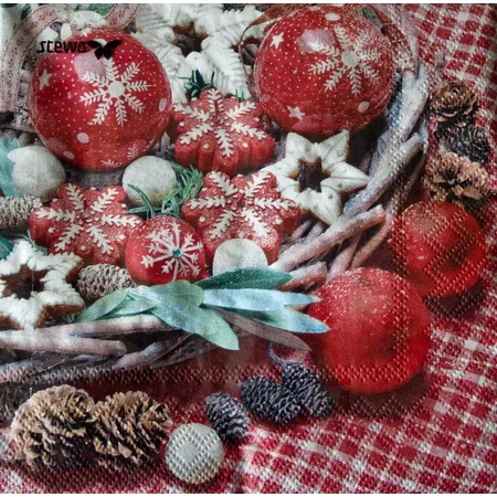 STEWO 2572 8373 20 Servietten Weihnachtskugeln, ca. 33x33cm