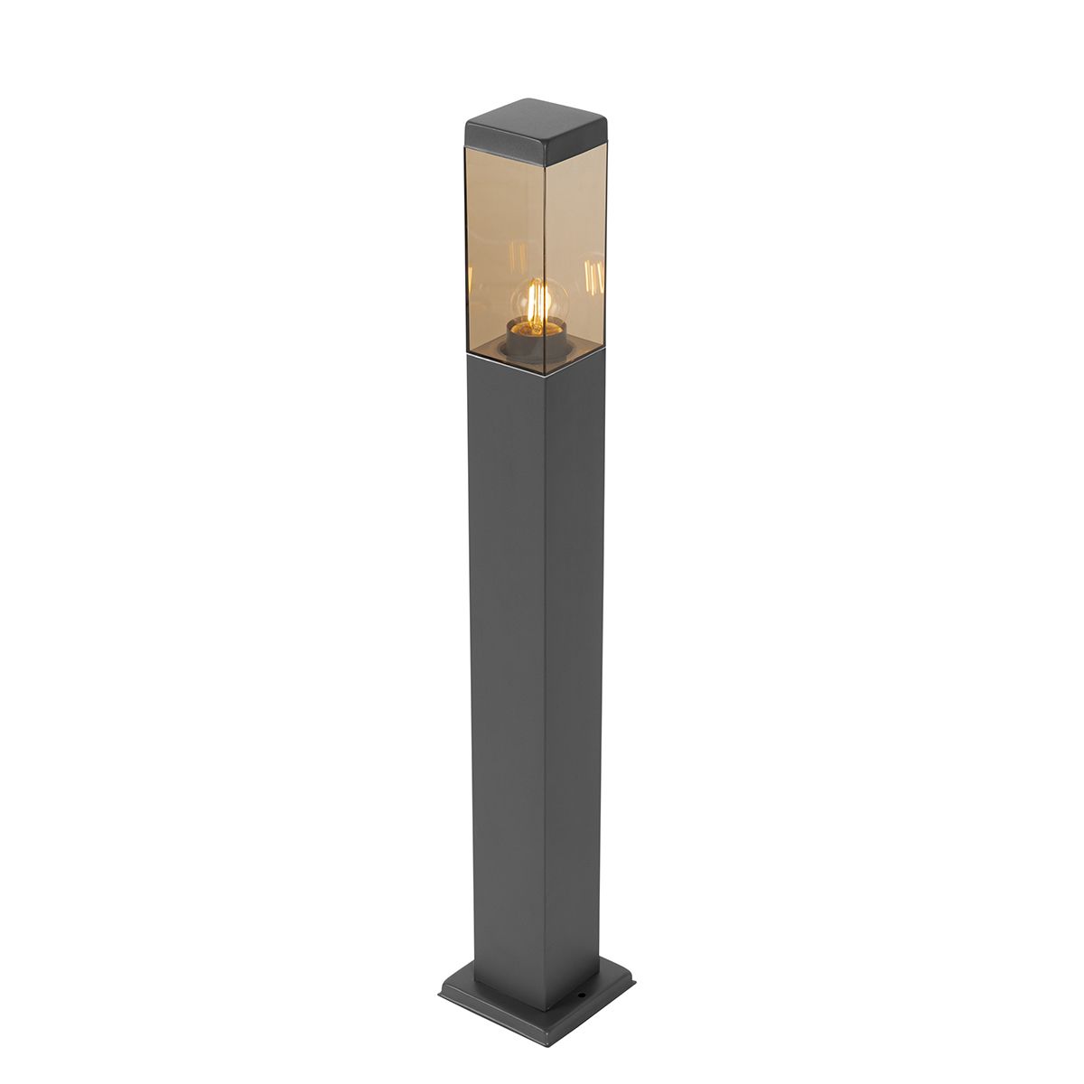 Buitenlamp donkergrijs met smoke glas met grondpin en kabelmof 80cm IP44 - Malios