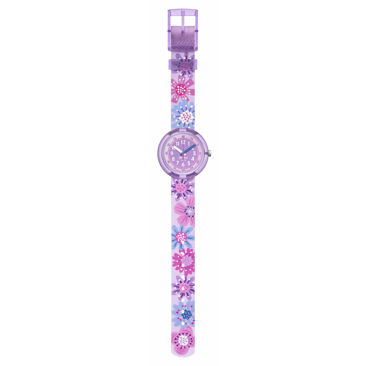 Montre FLIK FLAK Organized Chaos Flower Chaos enfant bracelet pet recyclé violet