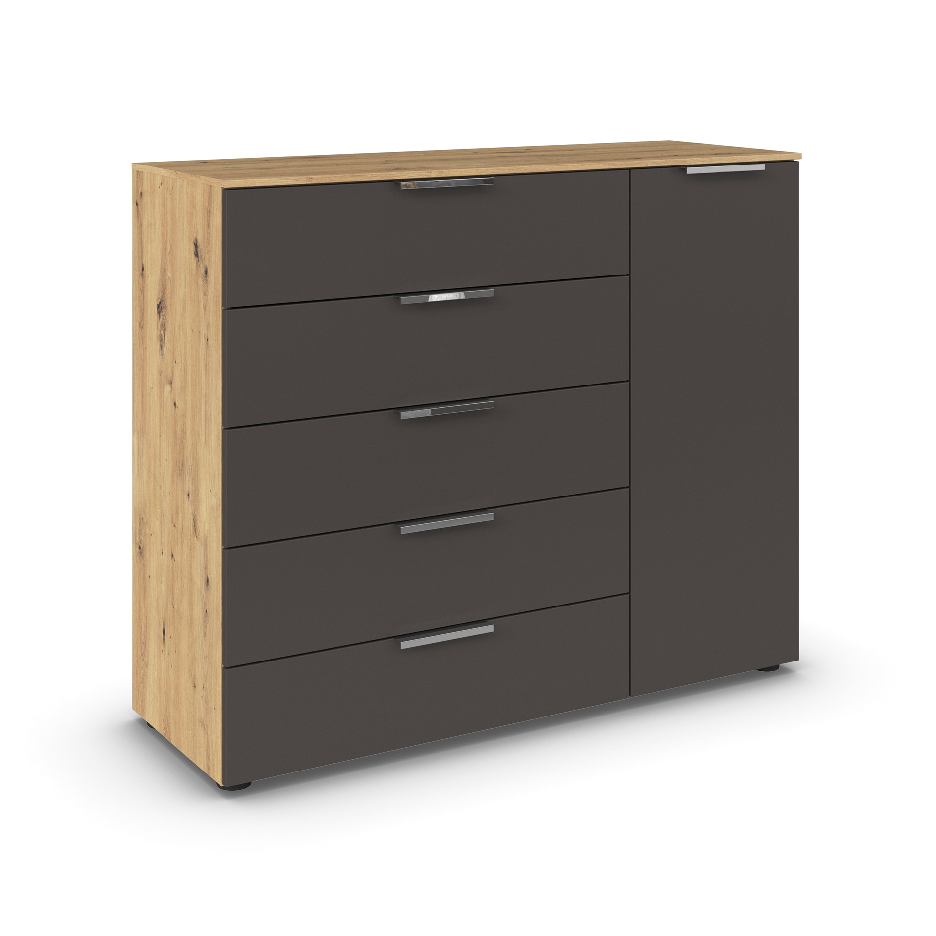 Kommode - Artisan Eiche-graphit - Chromgriffe - 120 cm
