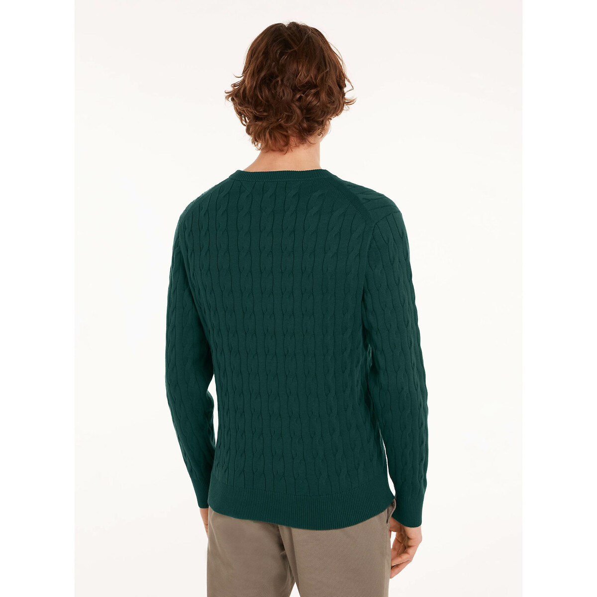 TOMMY HILFIGER<br>Suéter com gola redonda em malha texturizada