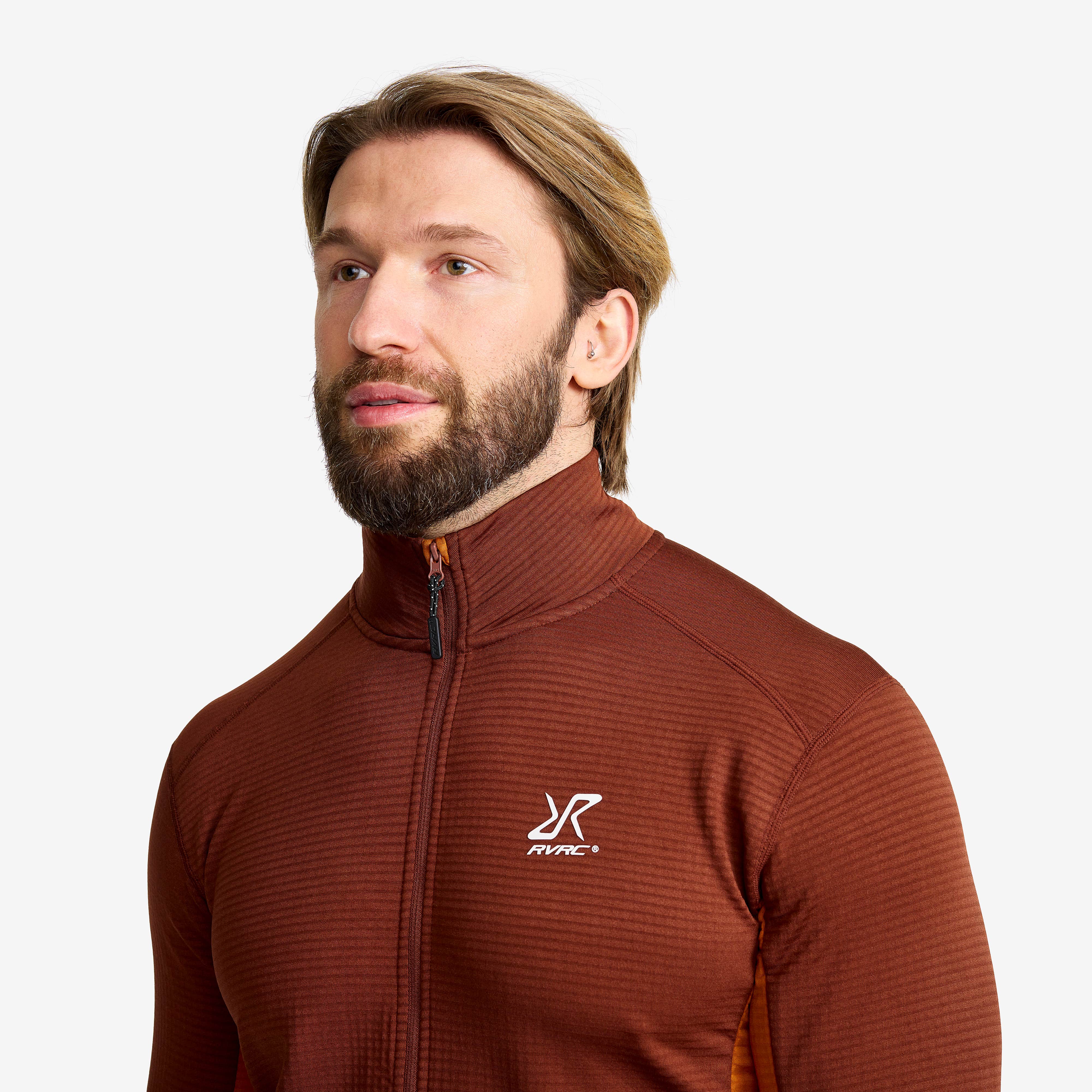 Waffle Full-zip Fleece Herre Smoked Paprika