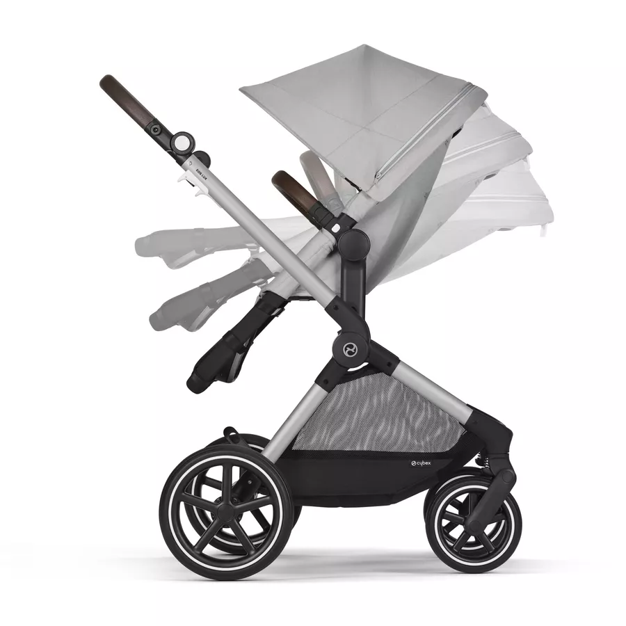 cybex GOLD 3 in 1 Reisesystem Kombikinderwagen Eos Lux inklusive Babyschale Aton B2 Silver Lava Grey