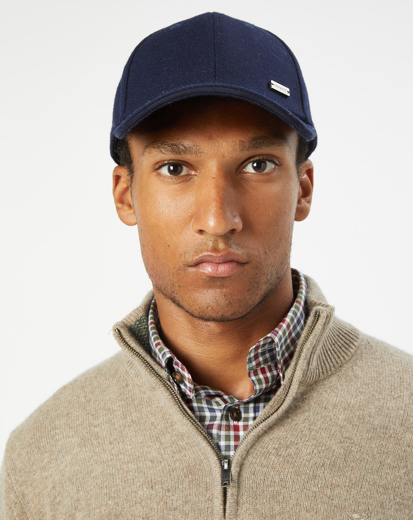 Hackett London Casquette en Laine mélangée Feutre bleu marine
