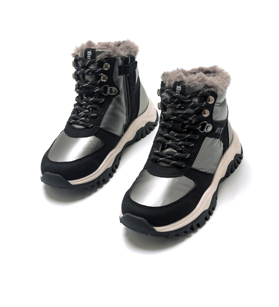 Botas Mustang Kids Trekky, pretas e cinza