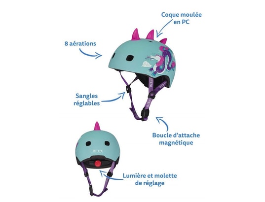 MICRO - Vélo enfant Casque velo et trottinette dragon 3d taille m