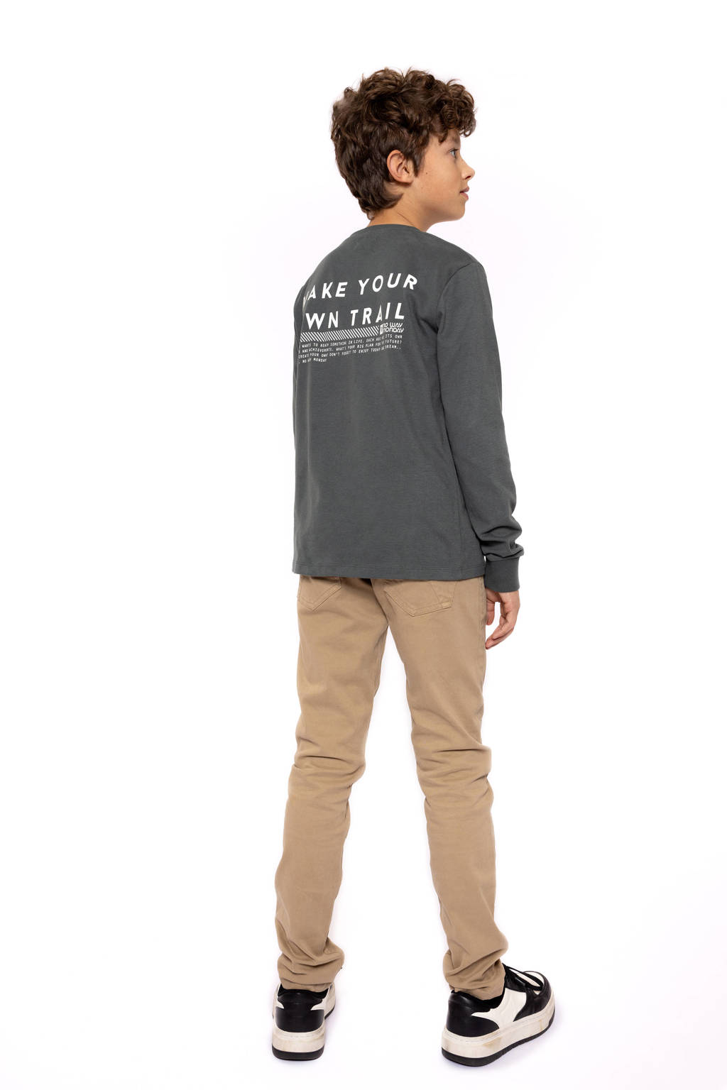 No Way Monday tapered fit broek kaki