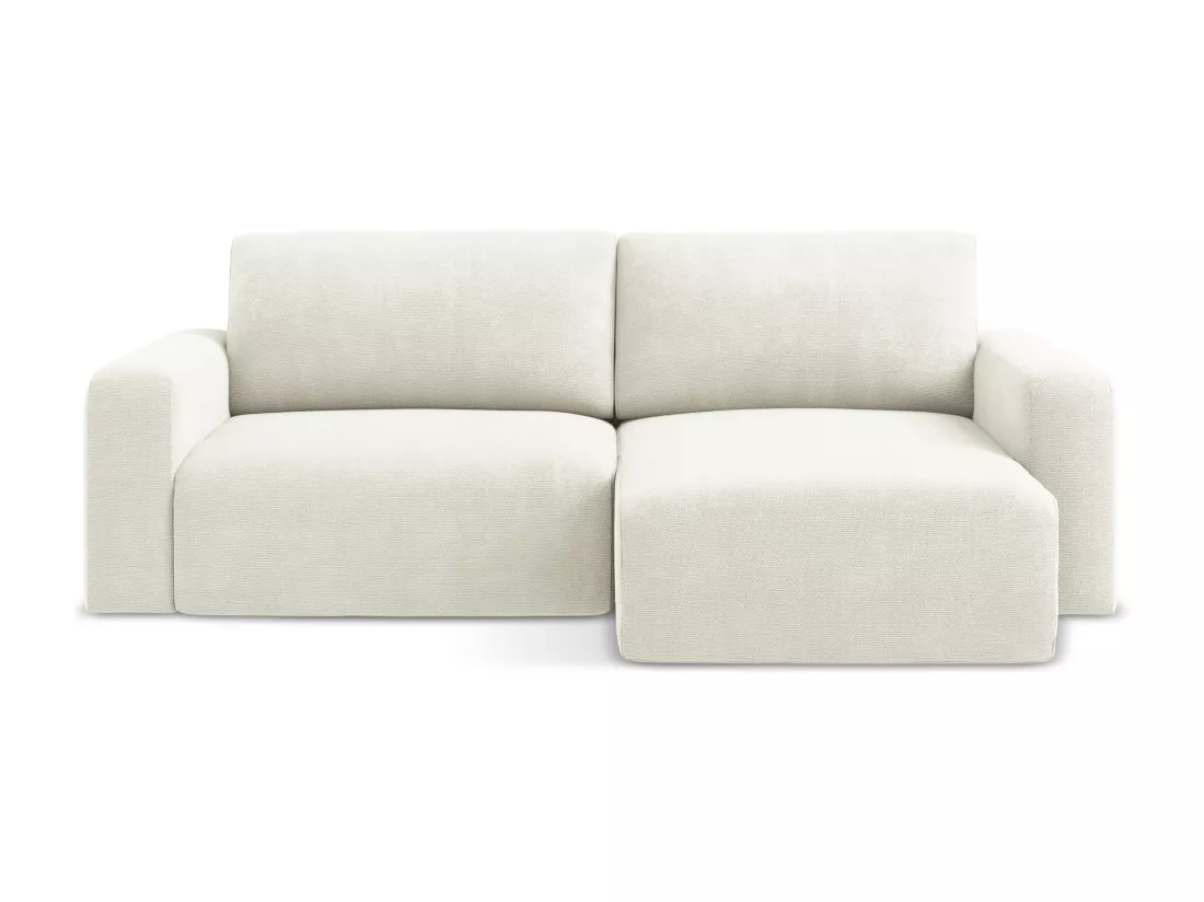 Canapé d’angle 3 places droit convertible en Chenille - blanc - KONA