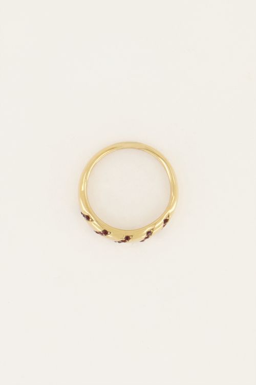 MOOD ring met schuine roze stenen