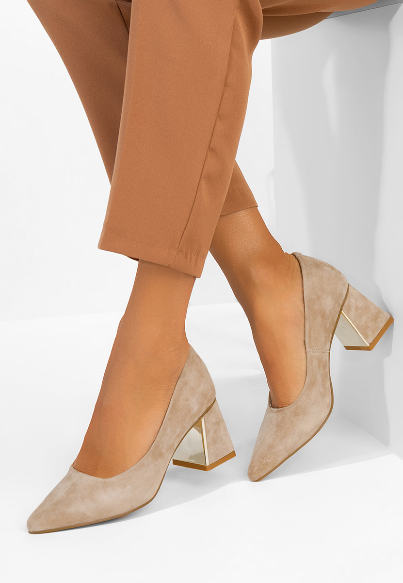 Chaussures en cuir à talon épais nude Maevia