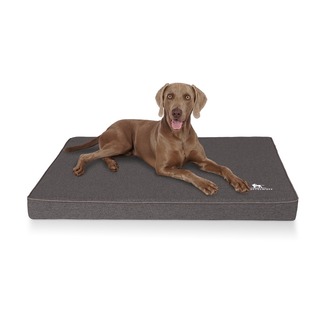 Knuffelwuff Orthopädische Hundematte Nantucket aus Velours mit Handwebcharakter anthrazit L