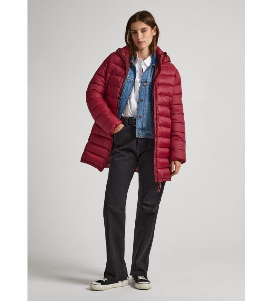 Casaco comprido Pepe Jeans Maddie, cor bordô