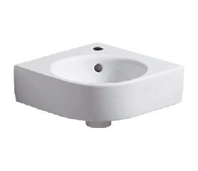 Geberit Renova Compact hoekfontein m. kraangat m. overloop 32x32x11cm