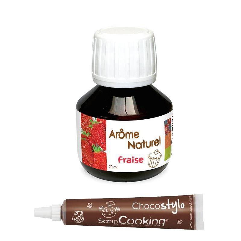 Arôme alimentaire naturel fraise 50 ml + Stylo chocolat Scrapcooking