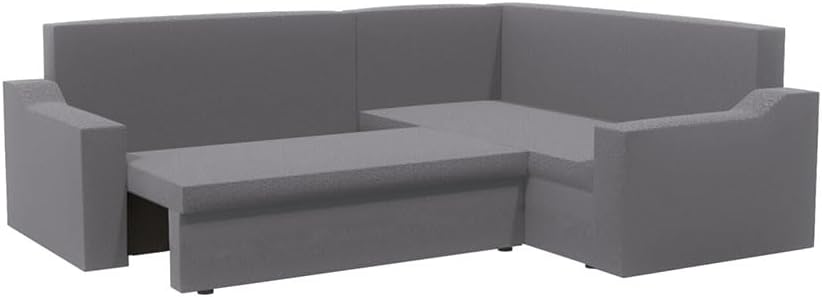 Ecksofa mit Schlaffunktion und Bettkasten Ontario L – Ecksofa in L-Form, 220x180 cm, Komfortables Sofa mit Stauraum, praktisches Sofa für Wohnzimmer & Gäste (Basic, Grau)