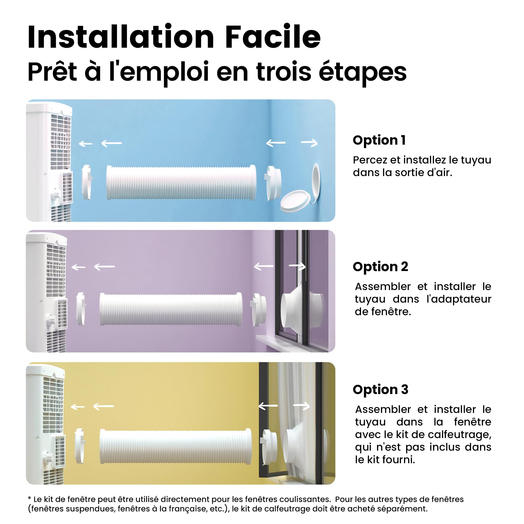 COMFEE' Climatiseur Mobile 7000 BTU/h 2kW, Contrôle APP, 3 Modes, 3 Vitesses de ventilation, Minuterie 24H, Dimensions compactes, Pour pièces de 23㎡,