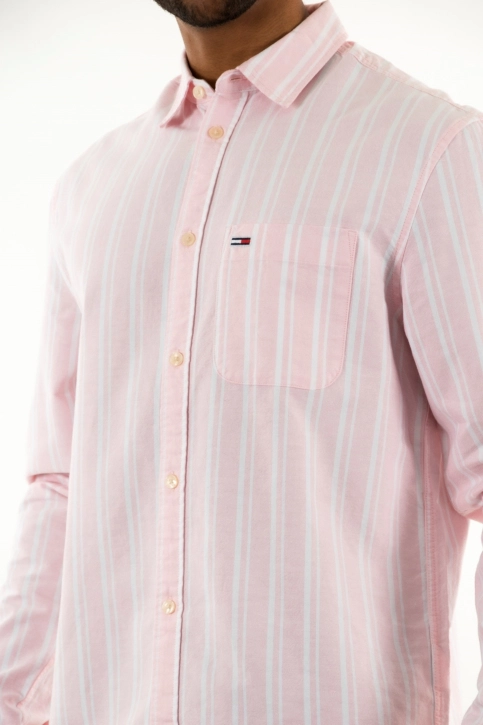chemise tommy jeans reg oxford tha ballet pink stripe