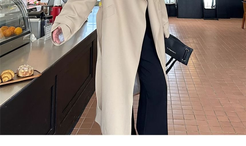 Adotuastic - Reverskraag Effen Lange Trenchcoat