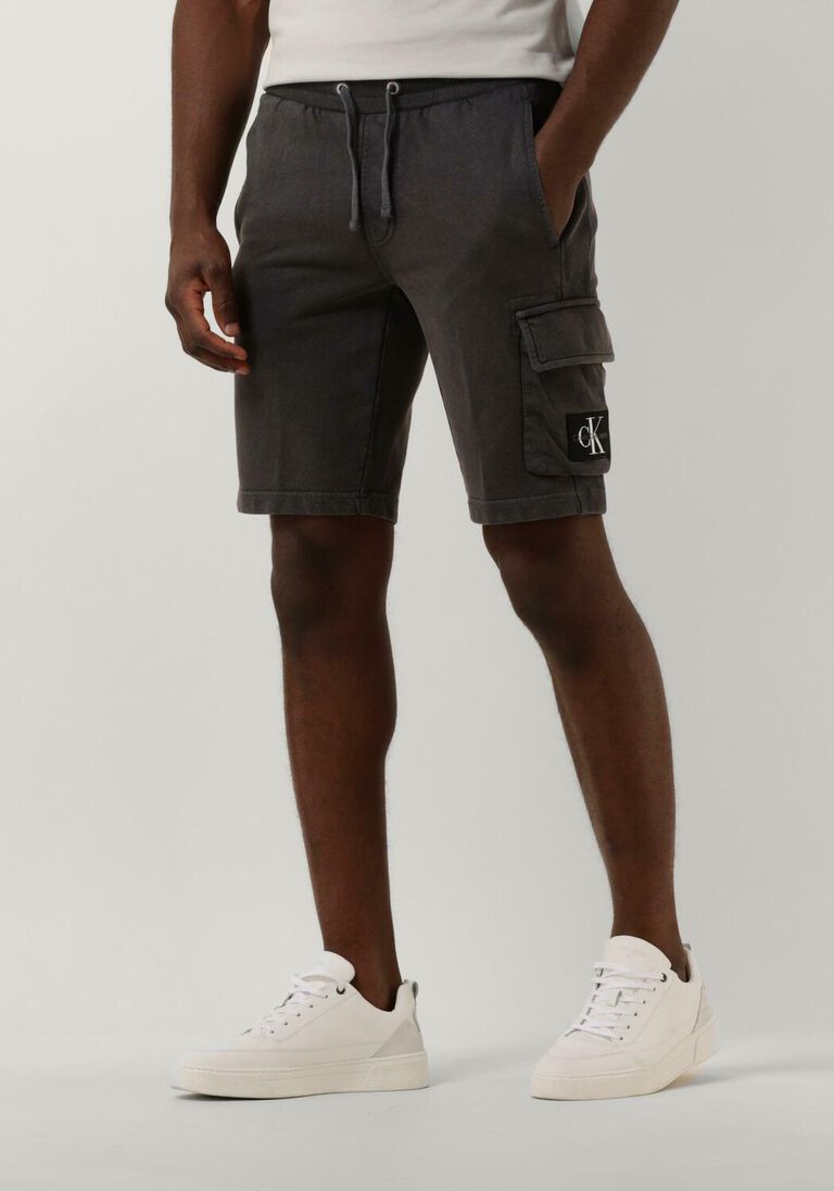 CALVIN KLEIN donkergrijze calvin klein korte broek washed badge shorts