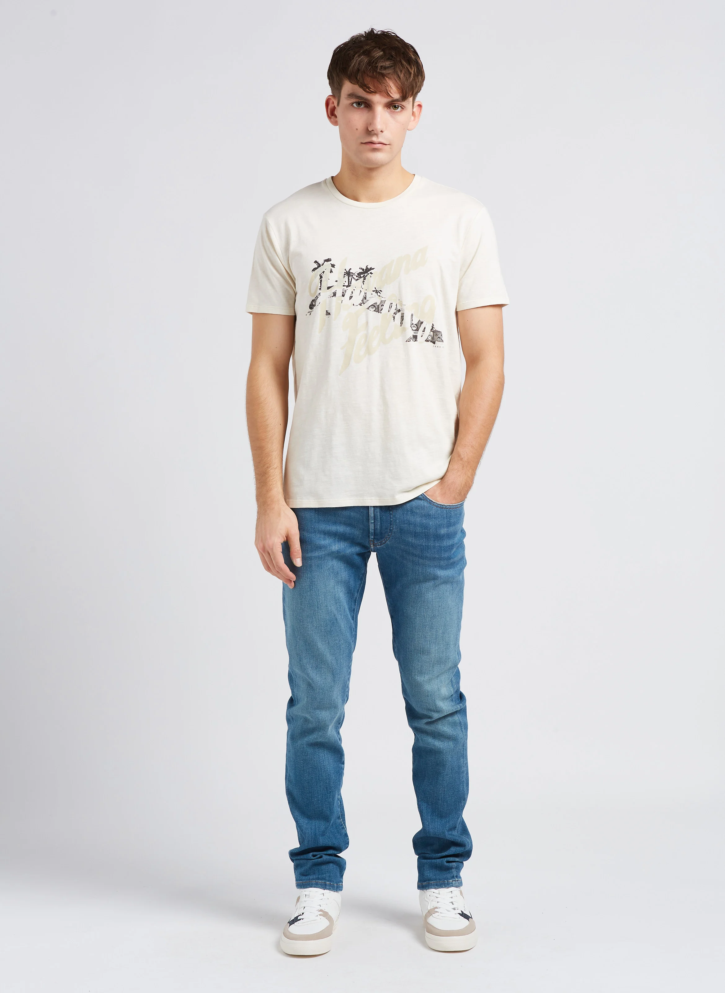 Jean slim en coton mélangé | Bleu
