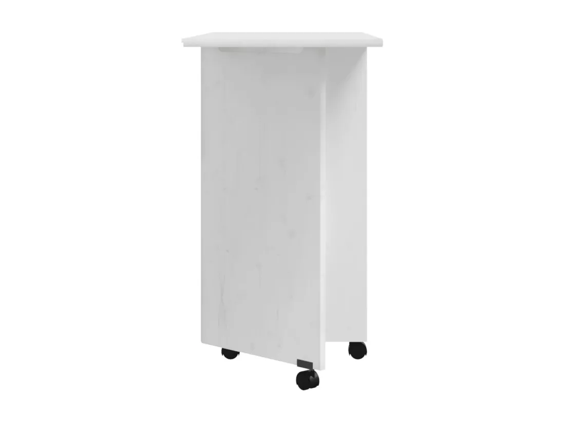 Armoire roulante avec bureau MOSS blanc bois de pin solide