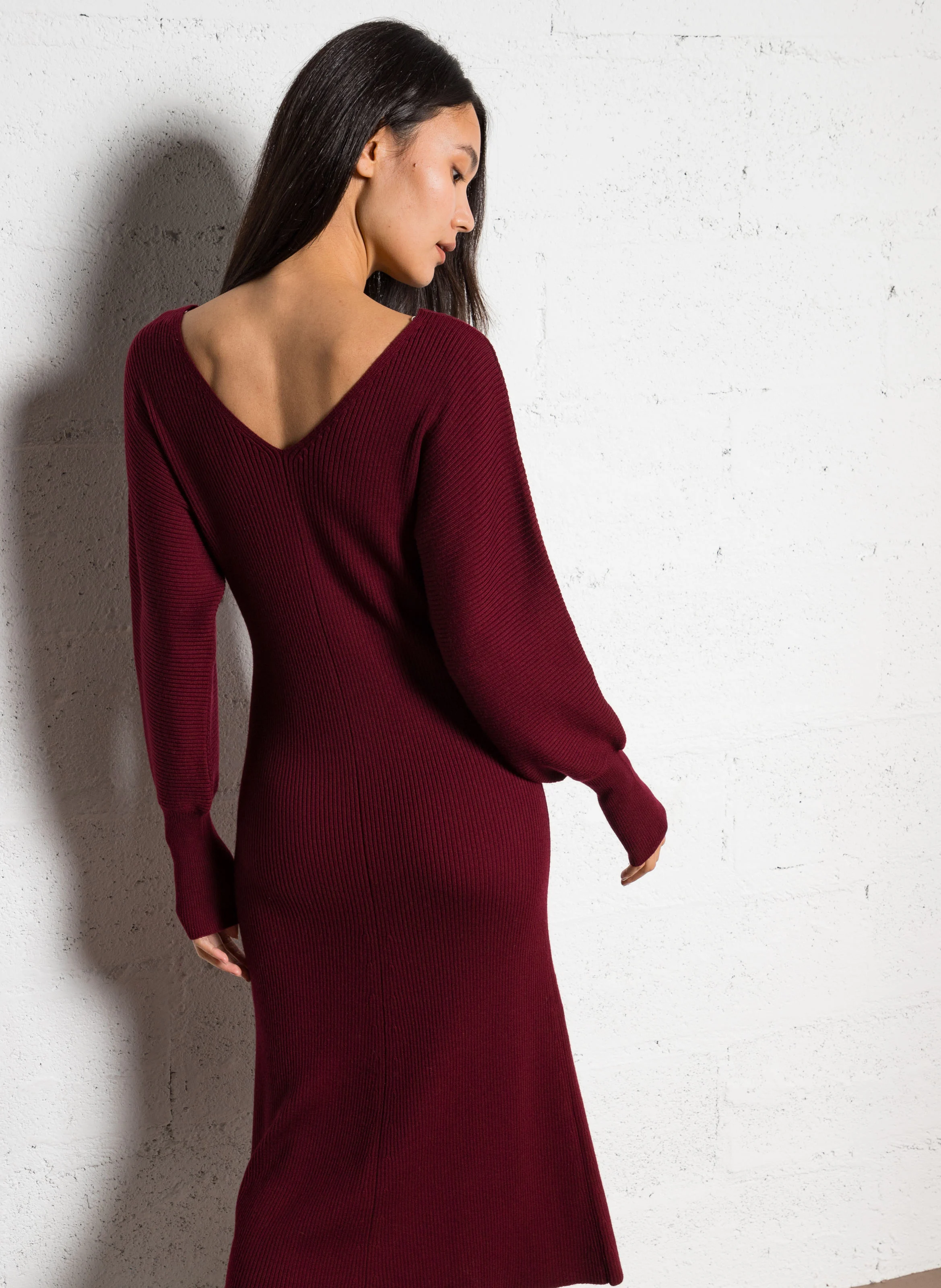 MARTY - Robe midi en laine | Rouge