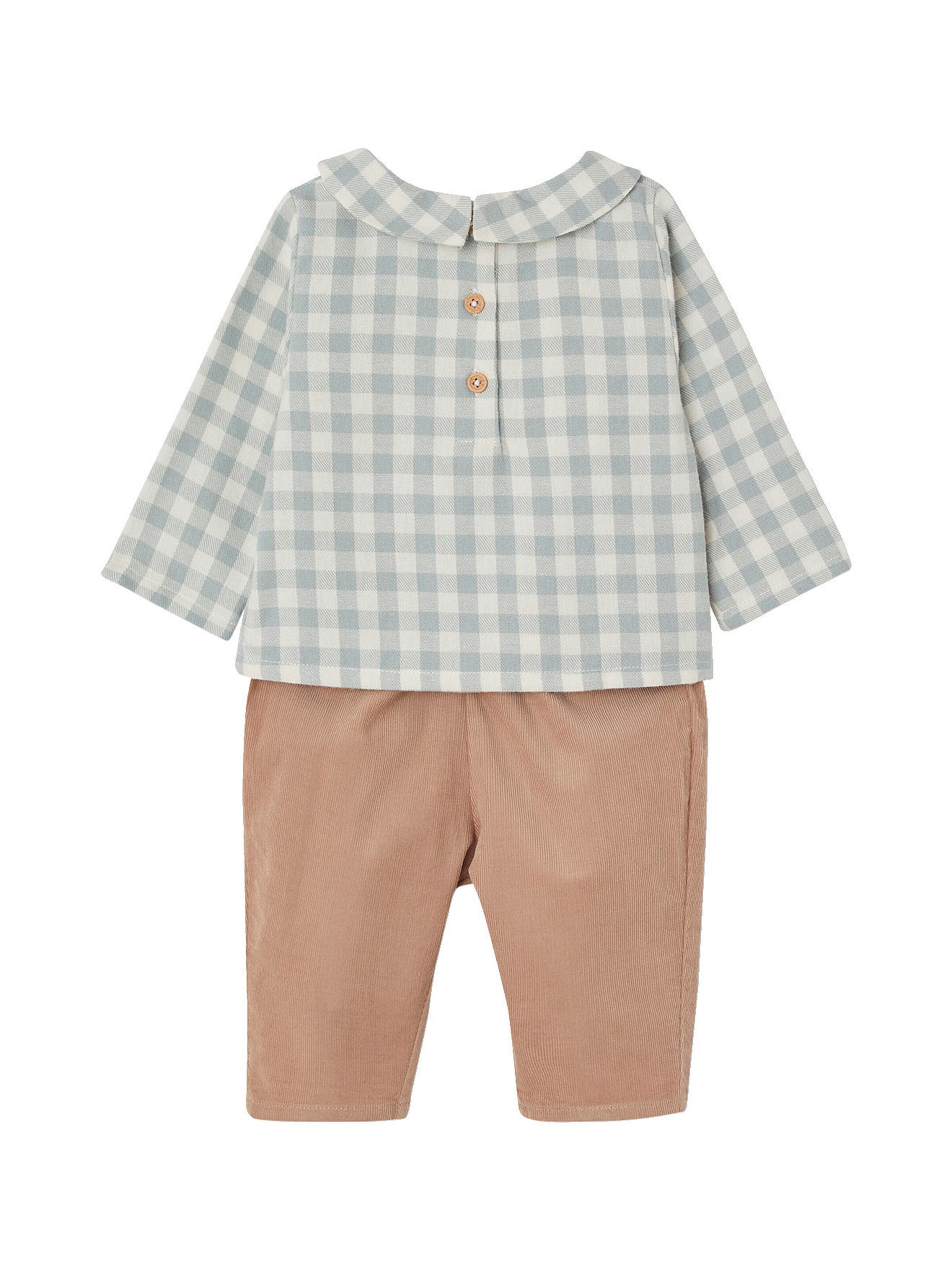 Vertbaudet Baby-Set: Hemdbody, Cordhose & Halstuch salbeigrün