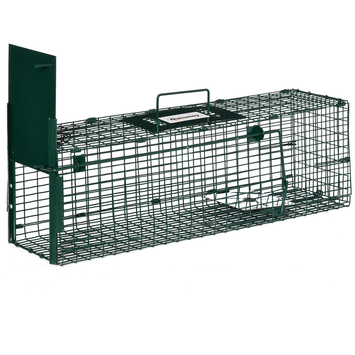 Outsunny livetrap, marterval met deur en handvat, 60 x 18 x 20 cm, staal, donkergroen