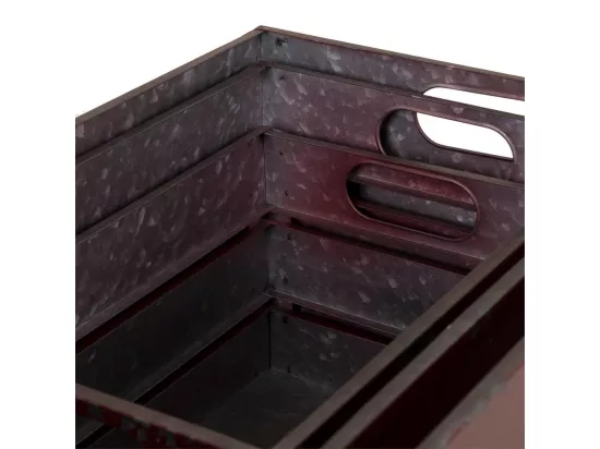 Ensemble de coffre et 3 tiroirs métalliques rouges