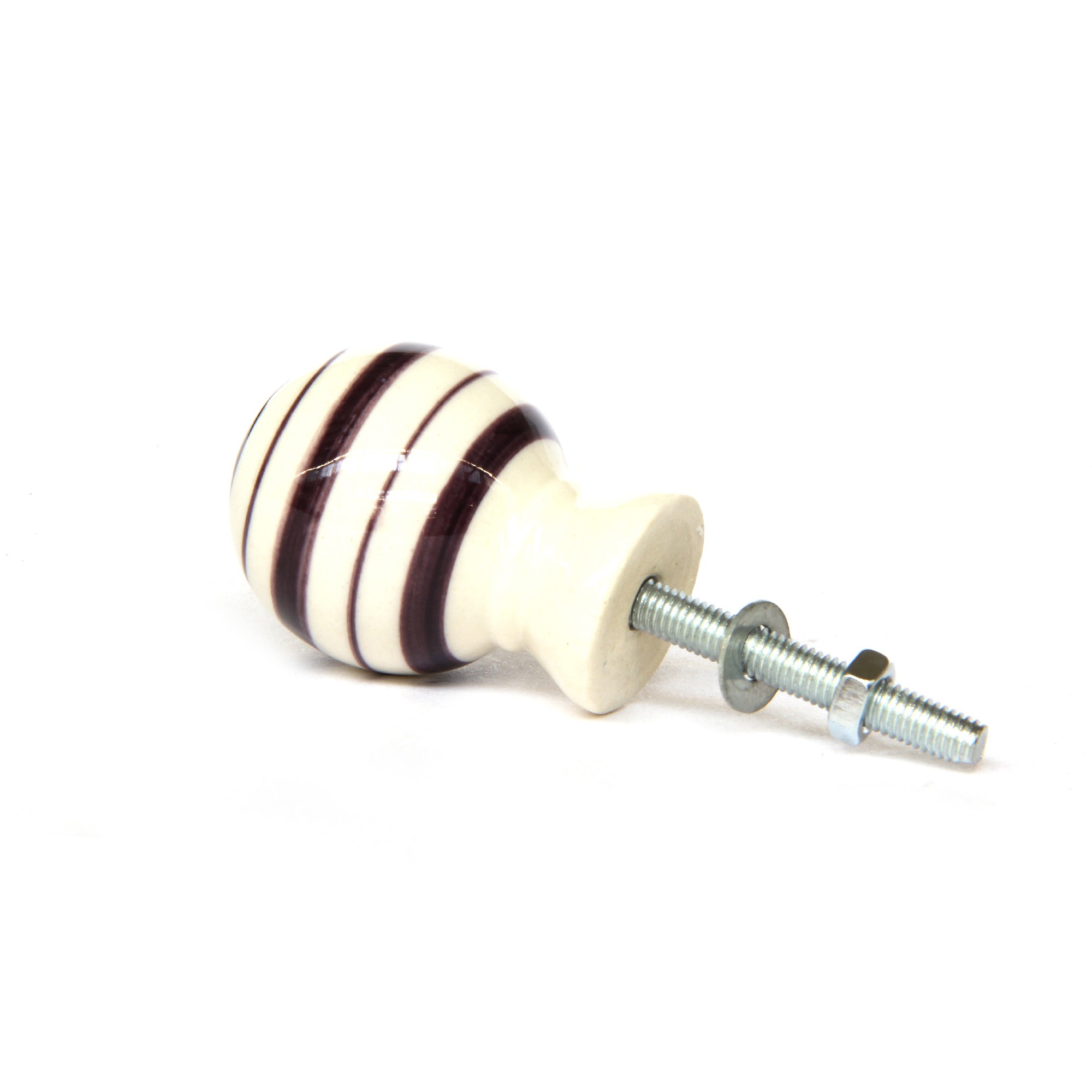 Keramik-Knauf 'Ringe', lila, weiß, T 4 cm, B 4 cm, H 3,5 cm günstig bestellen