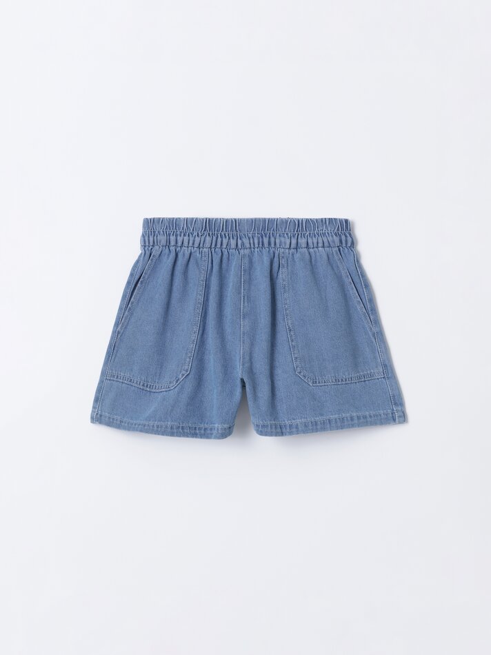 Calções de ganga com bolsos - Azul celeste