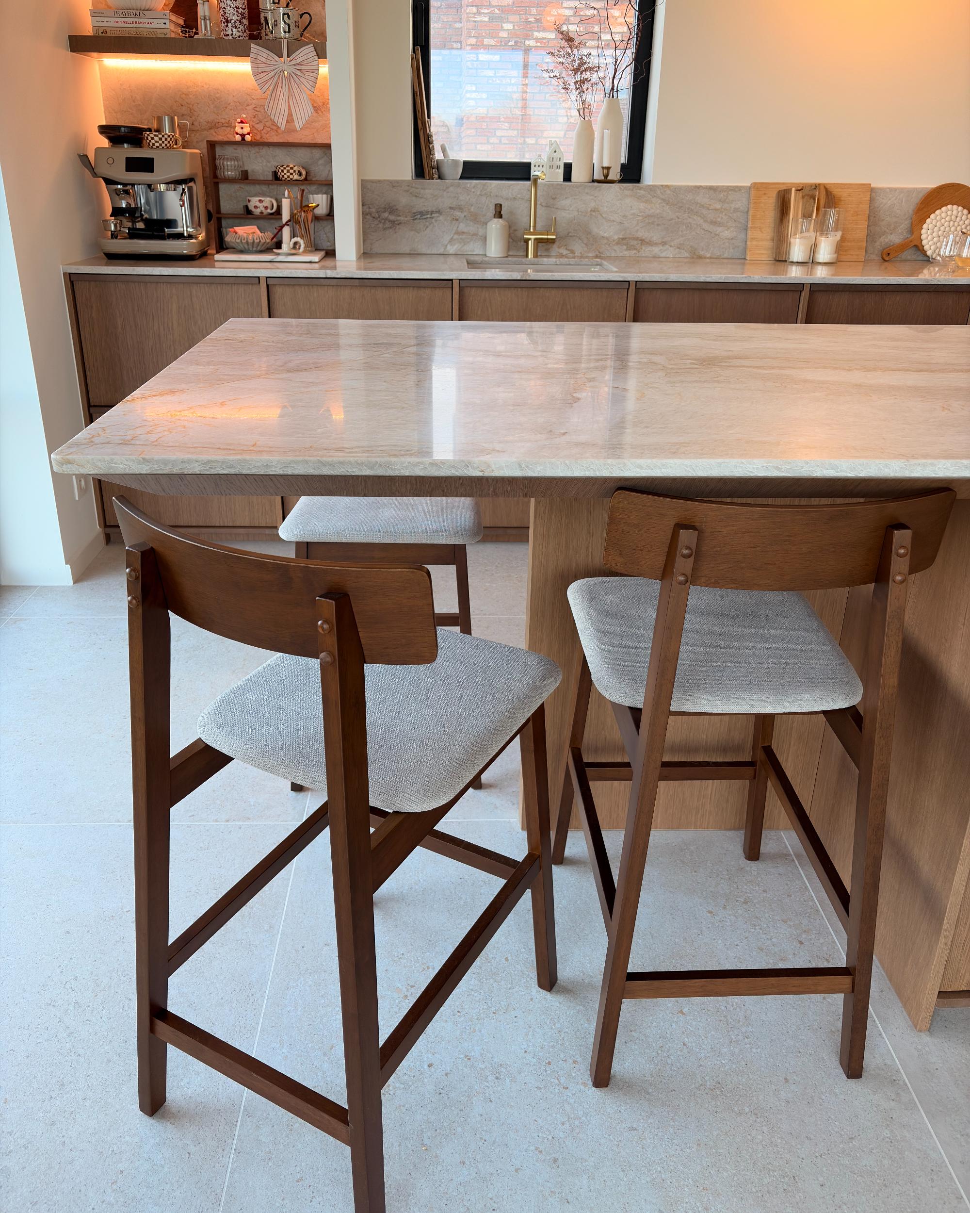 Set van 2 barstoelen ISANTI Hout Donkerbruin/taupe