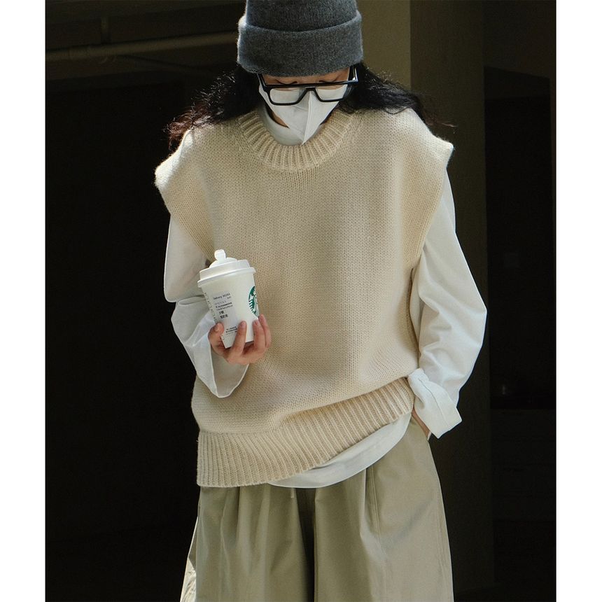 Shinobu - Gebreid vest met ronde hals