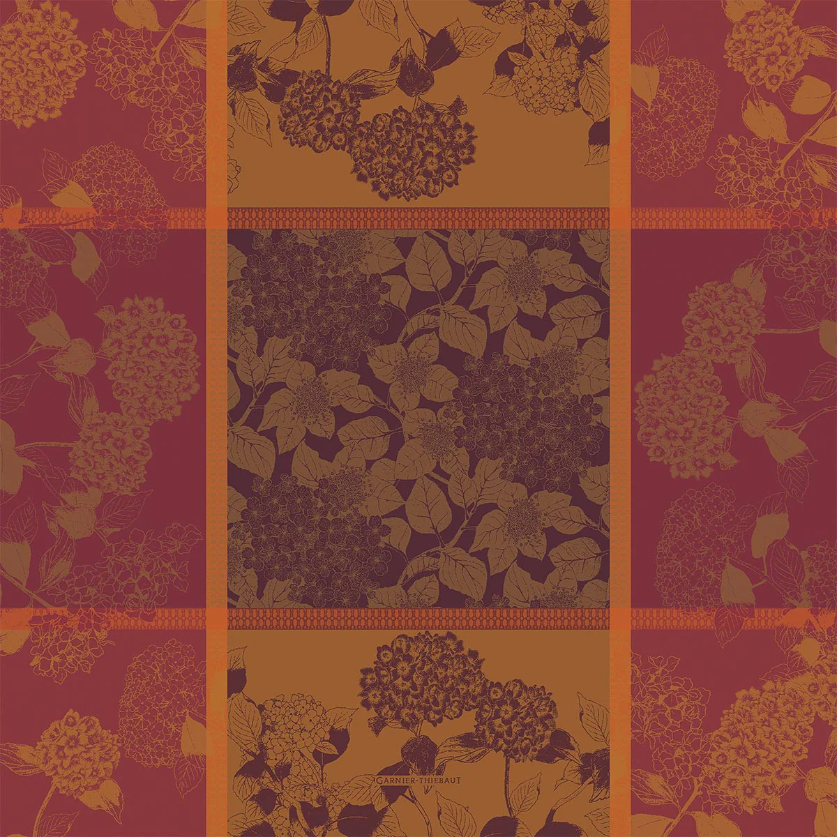 Nappe antitache déperlant pur coton orange 115x115 Garnier Thiebaut