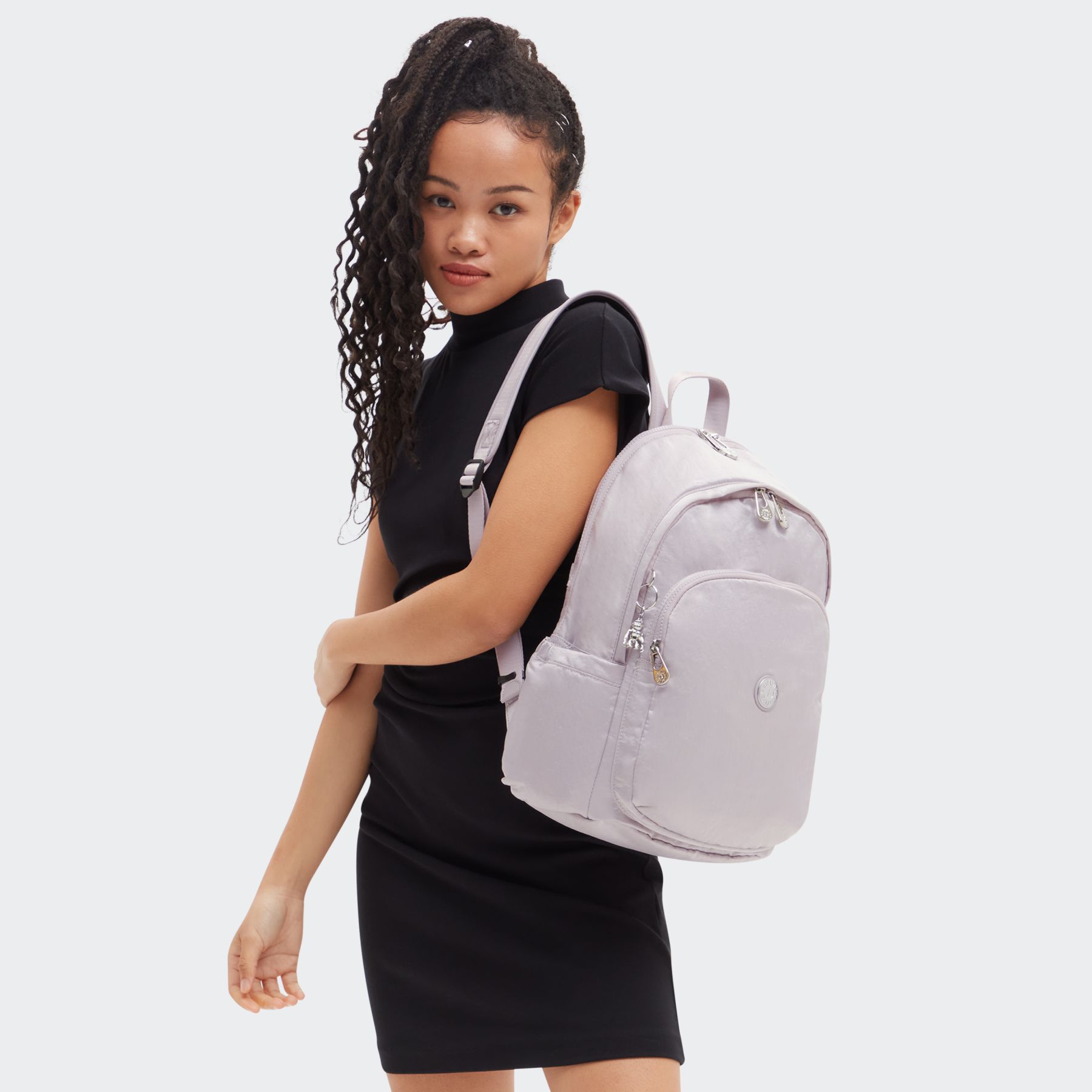 DELIA M Grand sac à dos avec compartiment matelassé pour ordinateur portable - Gleam Silver